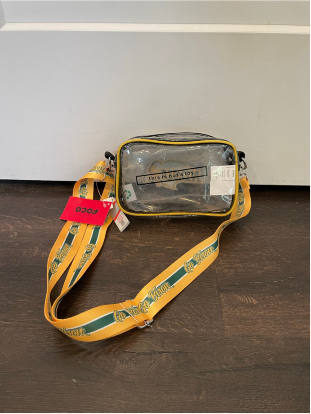 NDSU Bison Clear Crossbody Bag Yellow Green North Dakota State University - Picture 2 of 5